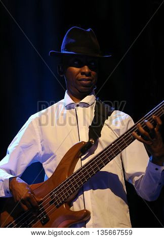 CRACOW POLAND - MARCH 16 2016: Billy Cobham Band live on stage in ICE Cracow Poland