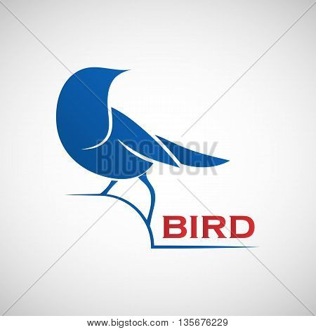 Abstract blue bird logo template. Vector illustration of sparrow as a symbol of creativity joy friendliness and community for your design