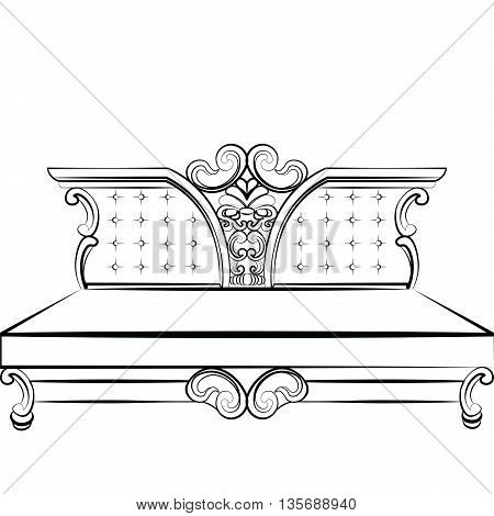 Royal Sofa in Baroque style with damask luxurious ornaments. Vector