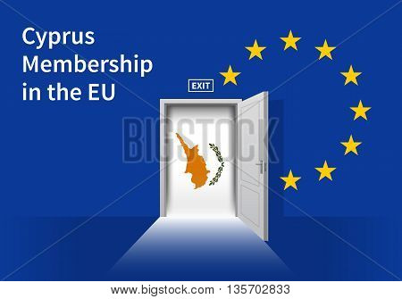 Flag of the Cyprus and the European Union. Cyprus Flag and EU Flag. Abstract Cyprus exit in a wall