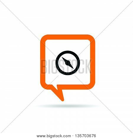 Square Orange Speech Bubble With Compas Illustration