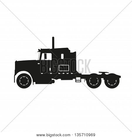 Black silhouette of a tractor truck on a white background. Vector illustrator