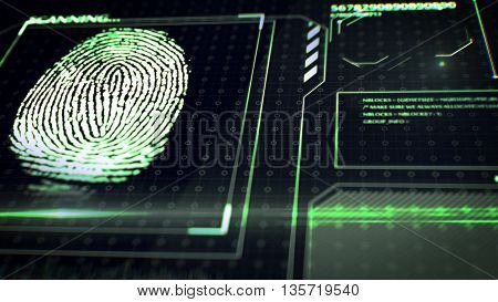 Scanning Fingerprint. Interface Hud.