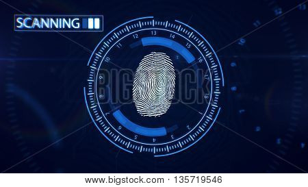 Abstract Fingerprint Scanning.technology Concept. Blue Color.