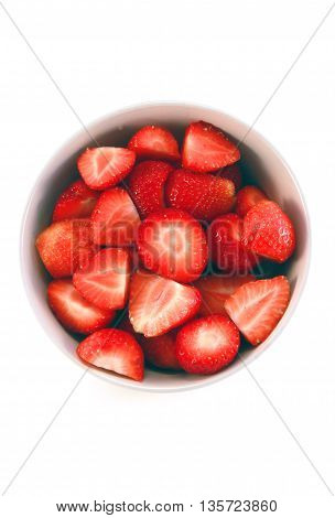 Bowl Of Strawberries In Closeup
