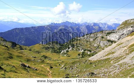 View On A Mountain Valley In The Alps (rofan Mountains)
