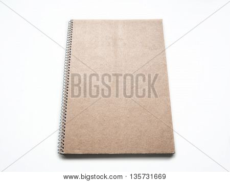 Mockup of Blank notebook with kraft cardboard cover and spiral