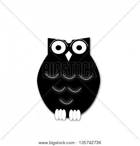  illustration of a black cartoon owl silhouette.
