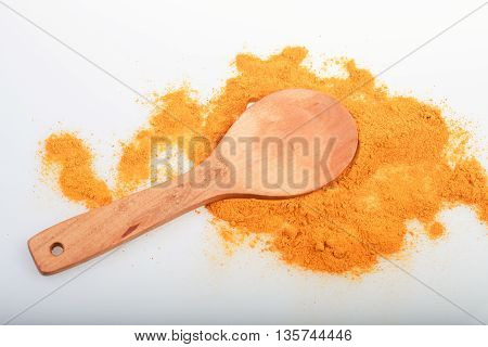 Turmeric (Curcuma, kunyit) isolated on white background.