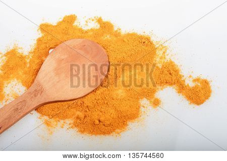 Turmeric (Curcuma, kunyit) isolated on white background.