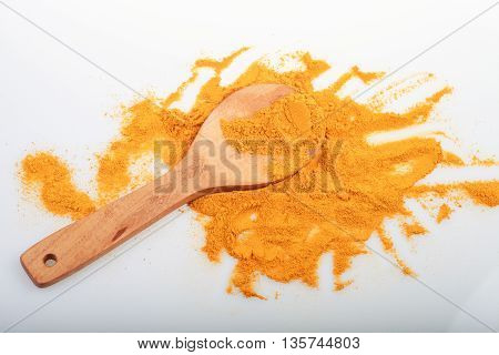 Turmeric (Curcuma, kunyit) isolated on white background.