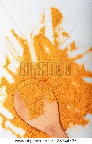 Turmeric (Curcuma, kunyit) isolated on white background.