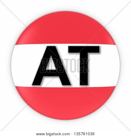 Austria Flag Button With Two Letter Country Iso Code 3D Illustration