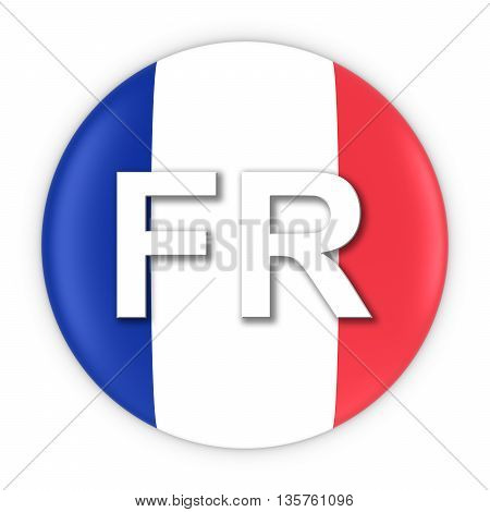 France Flag Button With Two Letter Country Iso Code 3D Illustration