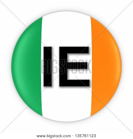 Ireland Flag Button With Two Letter Country Iso Code 3D Illustration
