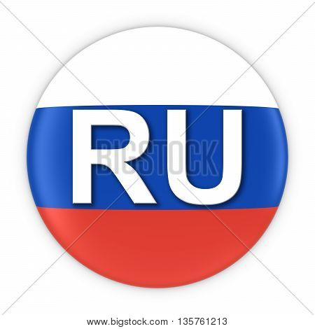Russia Flag Button With Two Letter Country Iso Code 3D Illustration