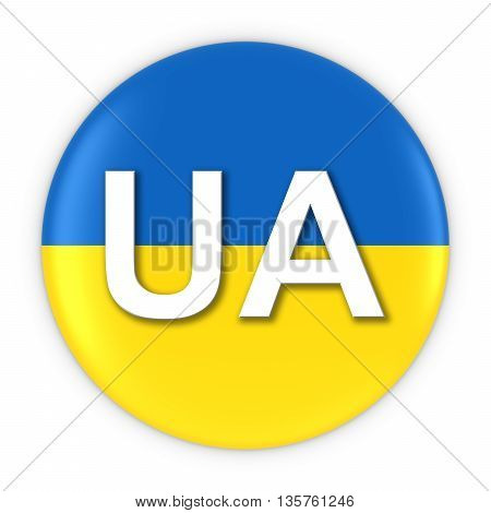 Ukraine Flag Button With Two Letter Country Iso Code 3D Illustration