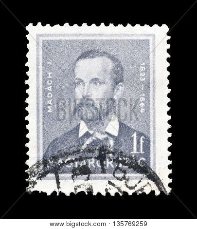 HUNGARY - CIRCA 1939 : Cancelled postage stamp printed by Hungary, that shows Imre Madach.