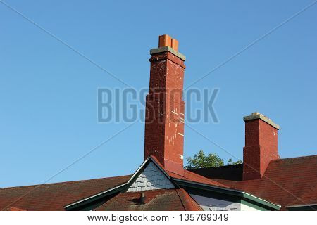 Beautiful brickwork of the Windpoint Lighthouse main house in the Racine, Wisconsin area