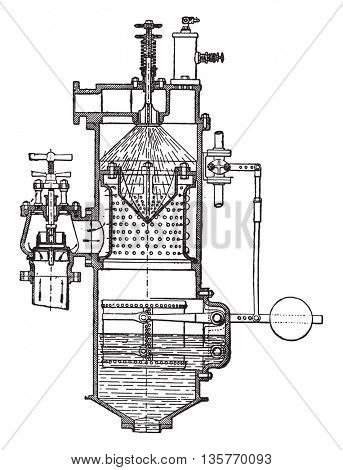 Heater Weir, vintage engraved illustration. Industrial encyclopedia E.-O. Lami - 1875.