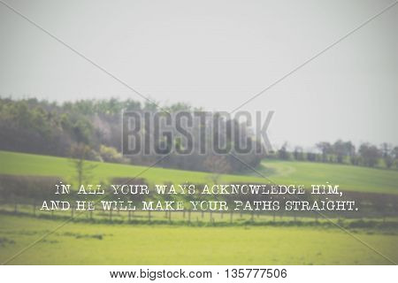 Inspirational Verse From The Bible On A Blurred Background