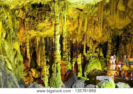 CRETEGREECE-JULY 21: Tourists in the Cave of Zeus on July 212014 on the Crete island in Greece.