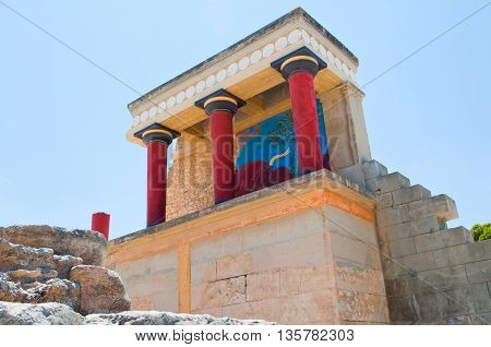 North Entrance of Knossos palace on the Crete island Greece.