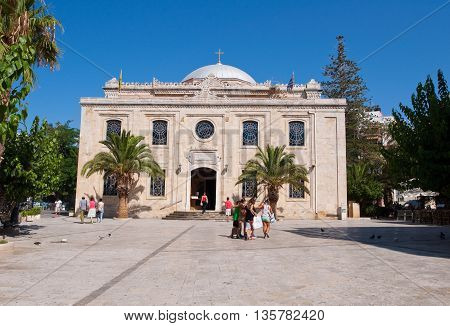 HERAKLION CRETE-JULY 25:The basilica of St. Titus on July 252014 in Heraklion on the Crete island Greece.
