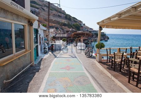 MATALA CRETE-JULY 22: Local restaurant in Matala village on July 222014.Crete Greece.
