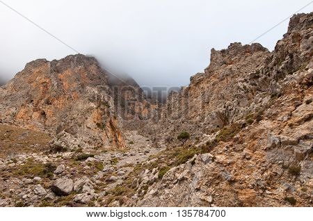 The Kourtaliotiko Gorge. Crete Island In Greece.