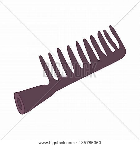 Black plastic comb icon in cartoon style on a white background