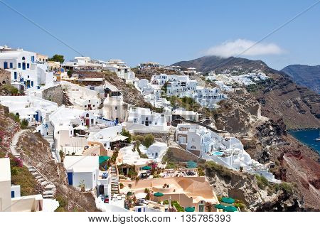 Colorful Oia on the island of Thera (Santorini) Greece.
