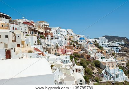 Oia architecture on the Island Thera (Santorini). CycladesGreece.