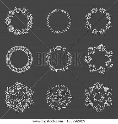 Set of trendy geometric shapes. Set geometric shapes signs, labels and frames triangles line design elements vector. Geometric shapes and geometric shapes design. Element line sign geometric esoteric.