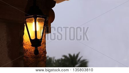 Traditional Lantern from arab heritage in evening