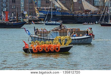 Amsterdam, Netherlands - August 20: SAIL Amsterdam 2015 is an immense flotilla of Tall Ships maritime heritage naval ships and impressive replicas August 20, 2015 in Amsterdam, Netherlands
