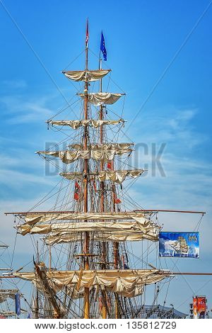 Amsterdam, Netherlands - August 20: SAIL Amsterdam 2015 is an immense flotilla of Tall Ships maritime heritage naval ships and impressive replicas August 20, 2015 in Amsterdam, Netherlands