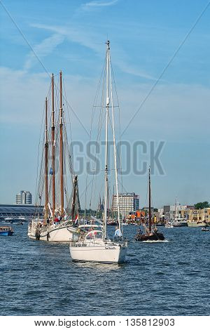 Amsterdam, Netherlands - August 20: SAIL Amsterdam 2015 is an immense flotilla of Tall Ships maritime heritage naval ships and impressive replicas August 20, 2015 in Amsterdam, Netherlands