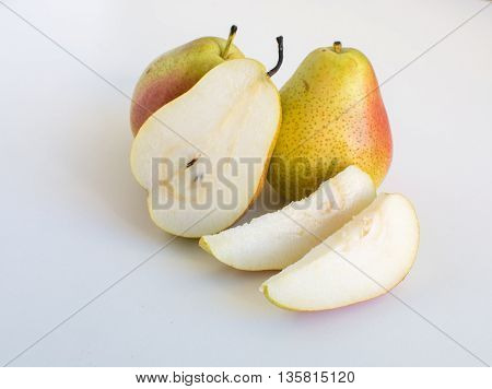 Ripe corella Australian pear fruits on a white background