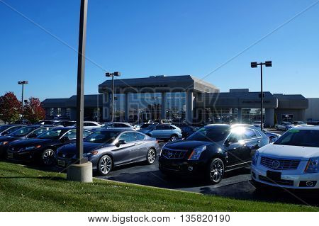 NAPERVILLE, ILLINOIS / UNITED STATES - NOVEMBER 3, 2015: One may purchase a new or used vehicle at Lexus of Naperville.