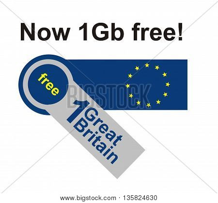 Caricature britexit. The European Union without the Great Britain. Now 1 GB free