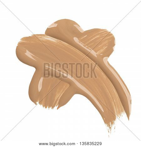 Close up Foundation smudges on white background