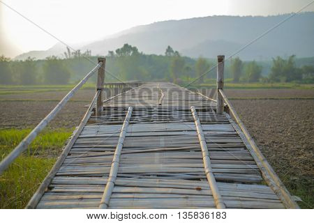 The new bridge, bamboo is naturally beautiful province of rainy weather is very refreshing.