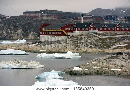 Icebergs are on the north pole, arctic ocean, Ilulissat town at Greenland