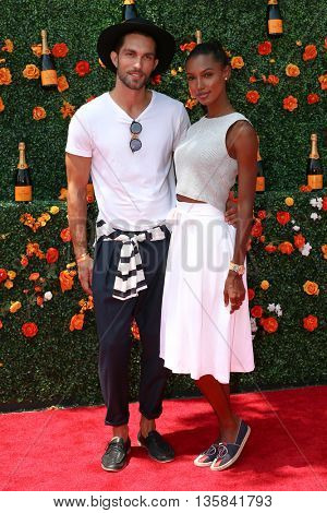 JERSEY CITY, NJ - MAY 30: Models Tobias Sorensen (L) and Jasmine Tookes attend the 8th Annual Veuve Clicquot Polo Classic at Liberty State Park on May 30, 2015 in Jersey  City, New Jersey. 