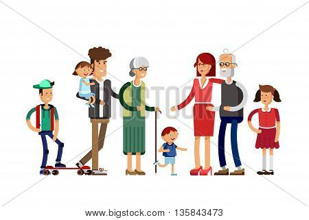 Family portrait. Parents with their childrens. Happy family together.