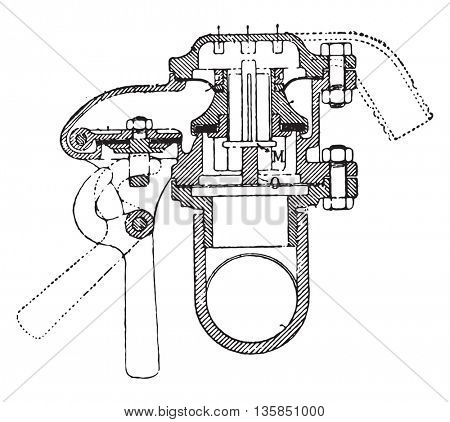 Valve fast-action brake Clayton, vintage engraved illustration. Industrial encyclopedia E.-O. Lami - 1875.
