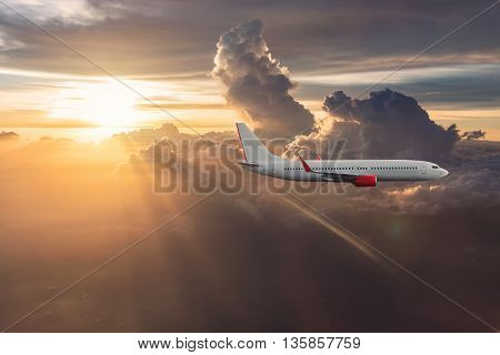 Airplane In The Cloudy Sky