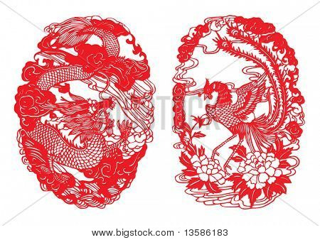 Dragon & Phoenix papper-klipp