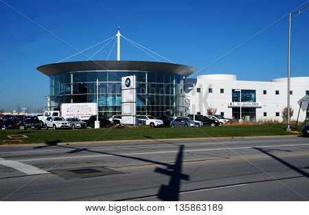 NAPERVILLE, ILLINOIS / UNITED STATES - NOVEMBER 3, 2015: One may purchase a BMW at Bill Jacobs BMW in Naperville.